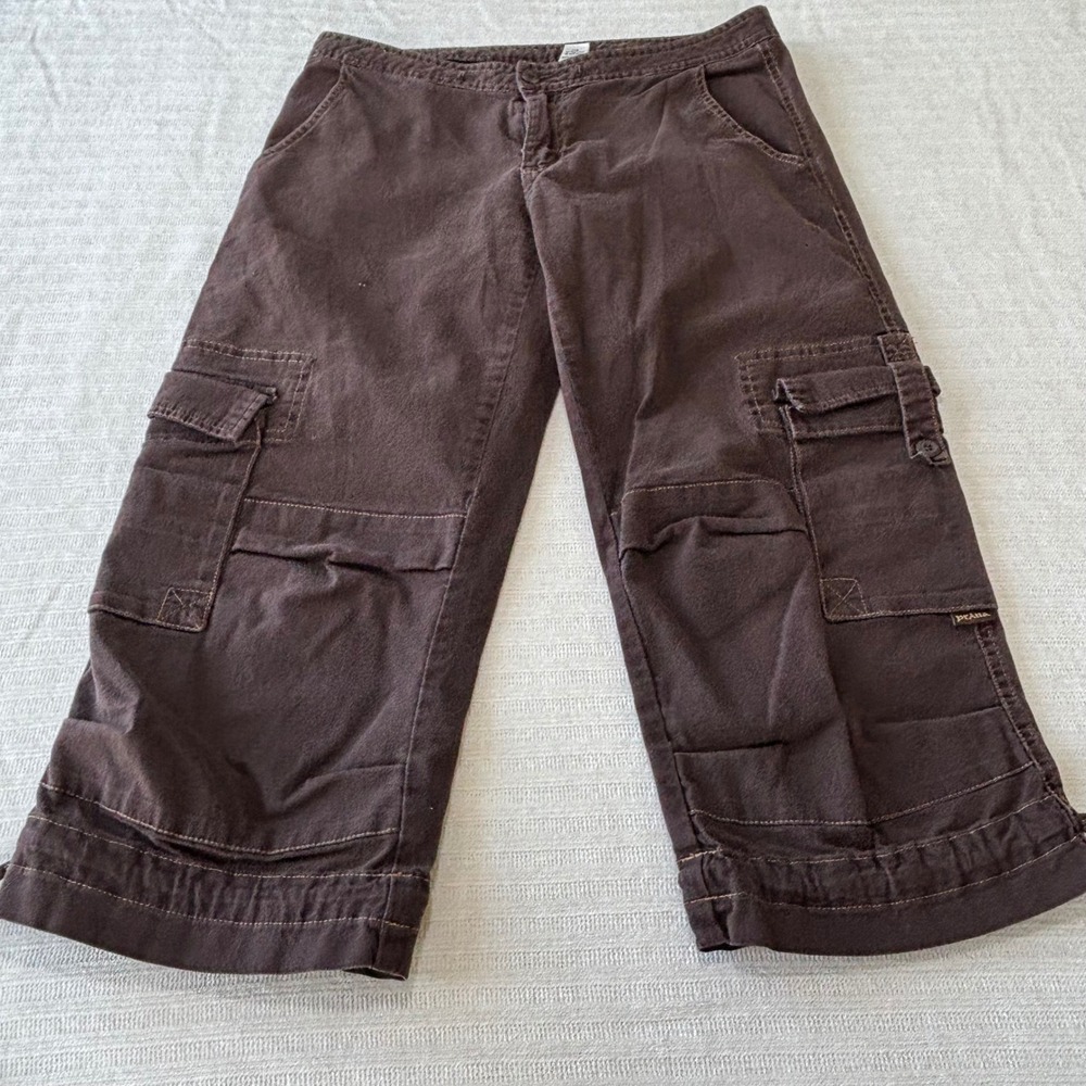 Prana Brown Cargo Capri Pants Womens Size 8 Cropped Hiking Outdoor Utility